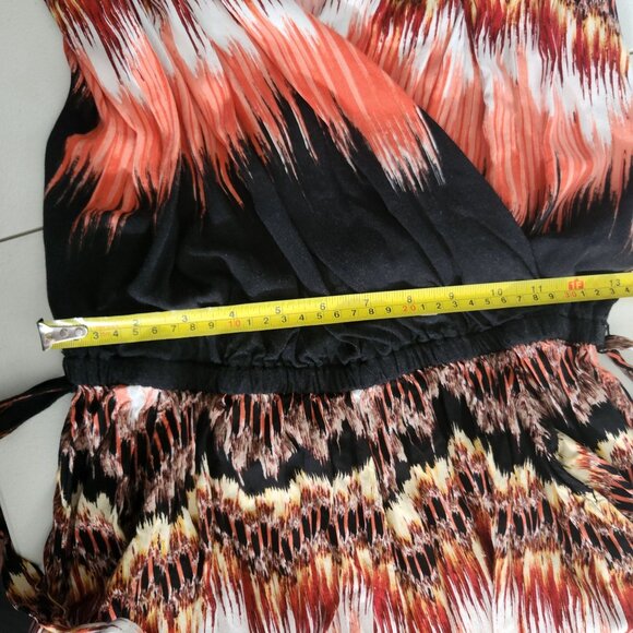 Bisou Bisou Womens S Sleeveless Rayon Tie-Dye Romper Black & Orange - Picture 10 of 13